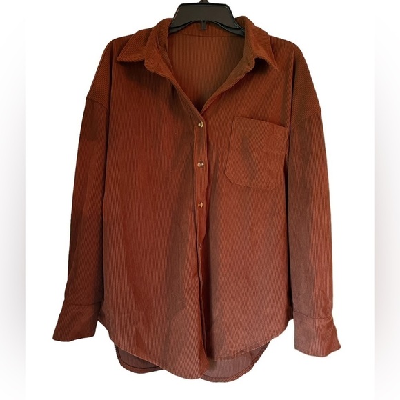 Women’s corduroy Button down Boyfriend Shirt - Picture 2 of 5